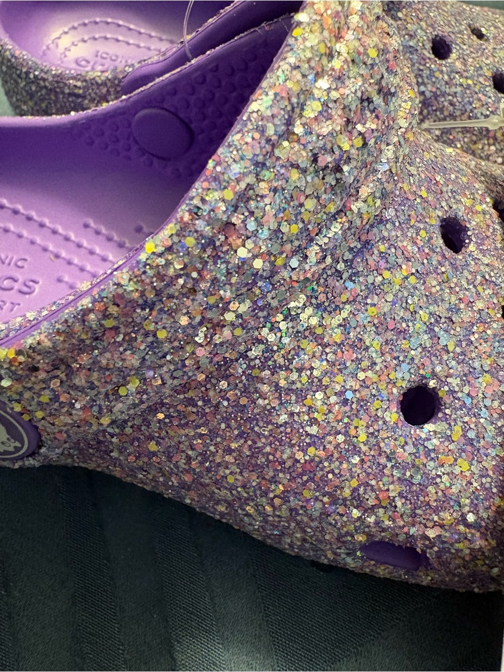 Crocs NWT Toddler Fantasy Chunky Glitter Purple Classic Clog Size 10 - Picture 3 of 6